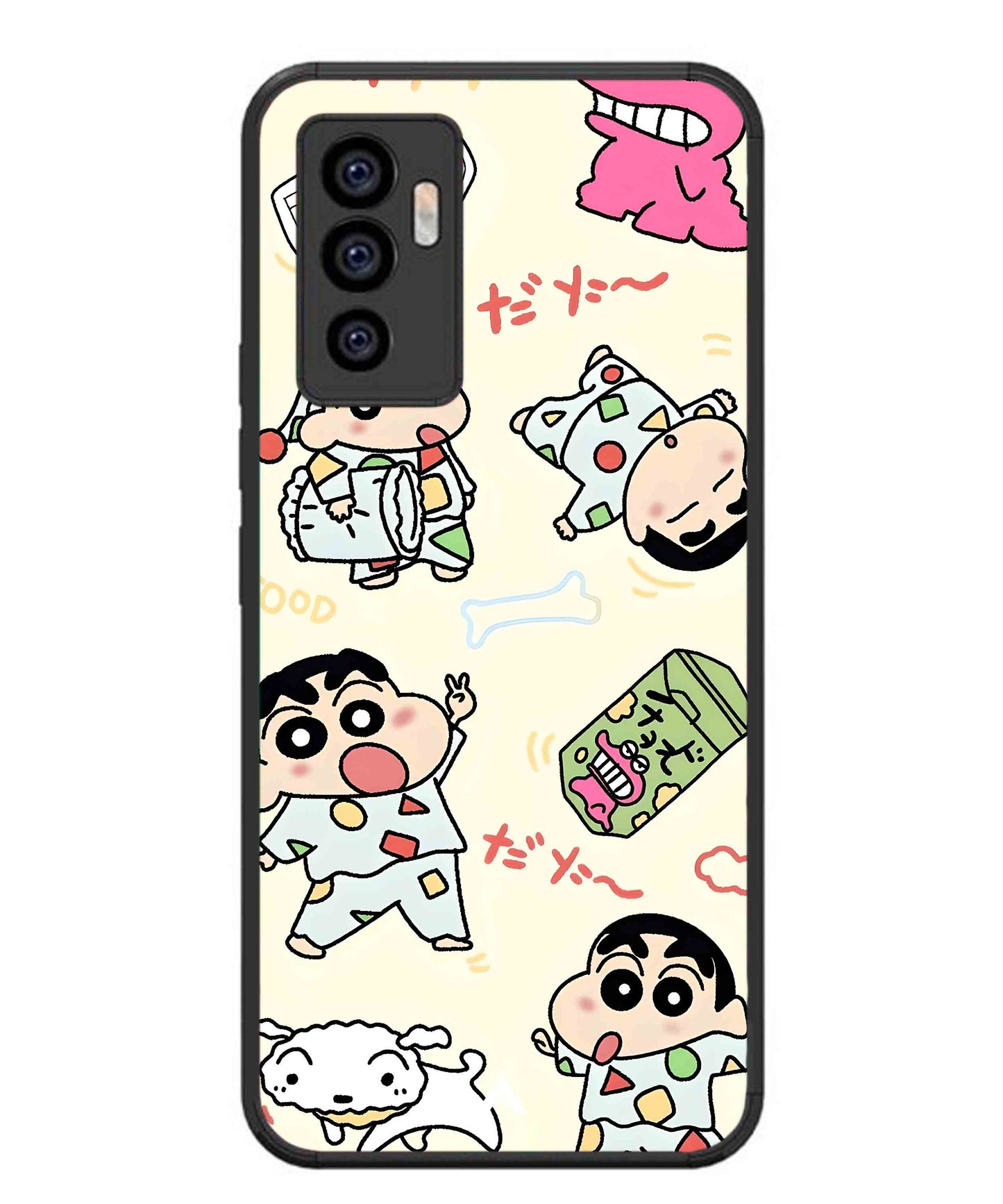 Shinchan Collage Metal Back Cover Phone Case for Vivo v23e