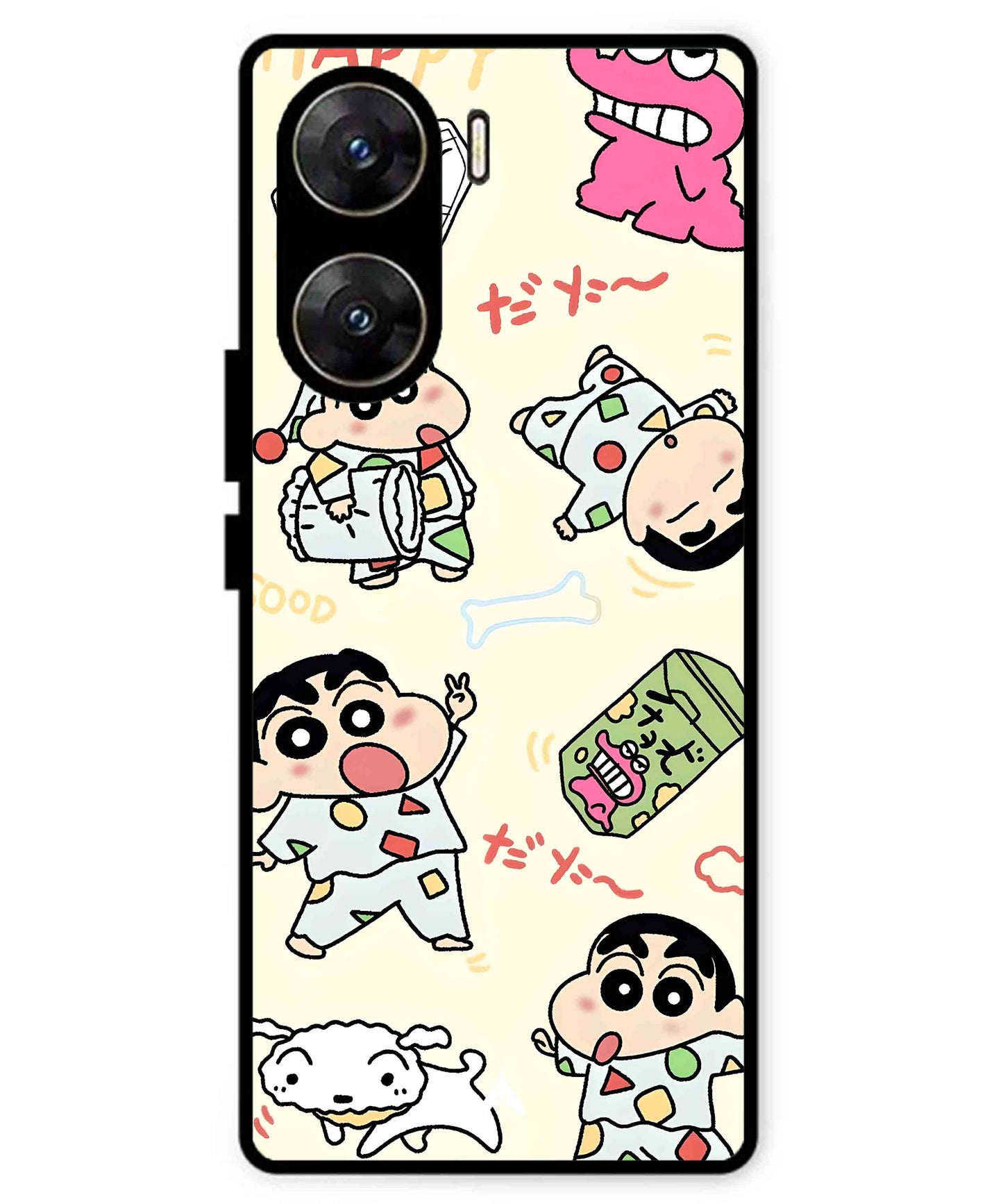 Shinchan Collage Metal Back Cover Phone Case for Vivo v29e