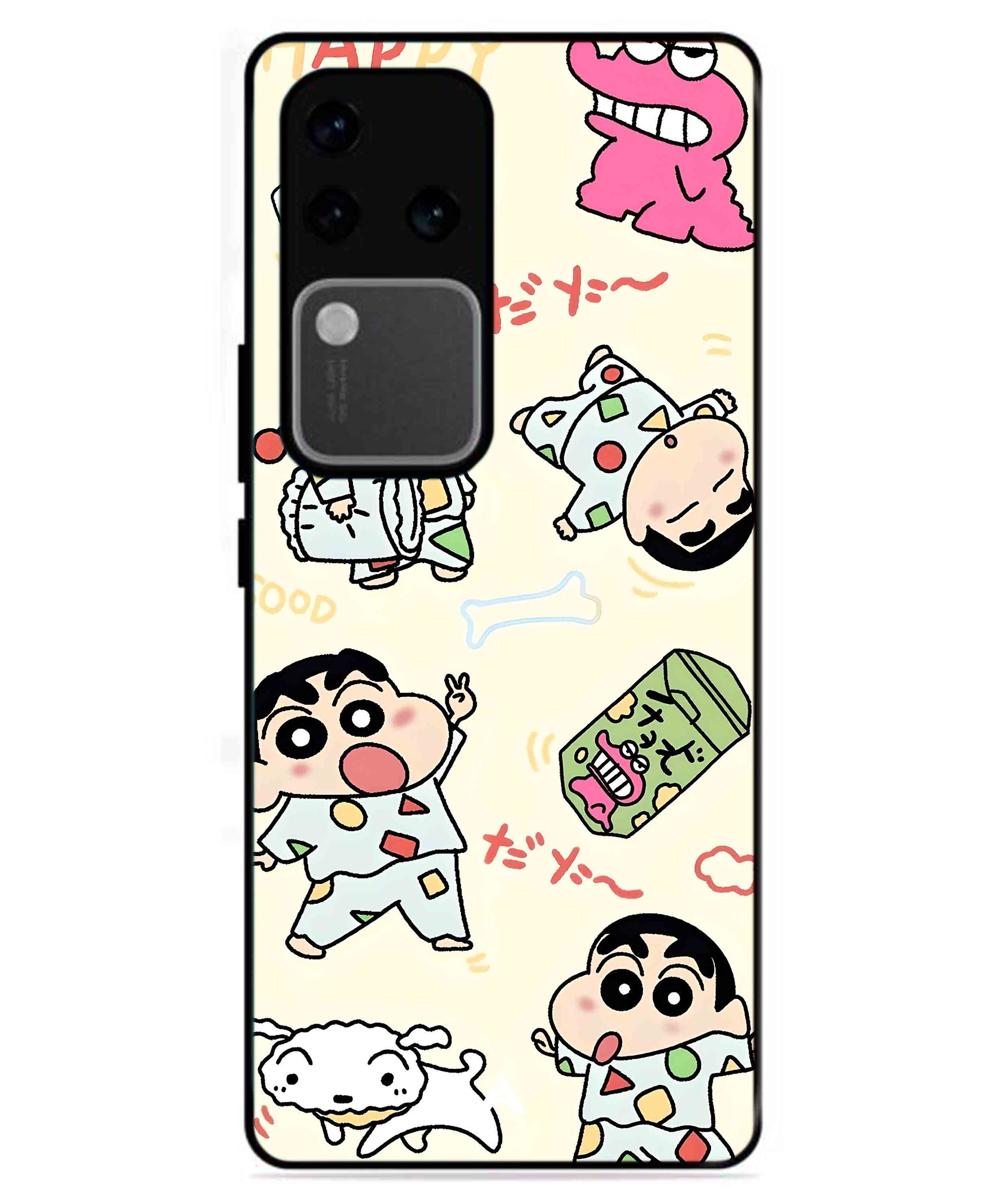 Shinchan Collage Metal Back Cover Phone Case for Vivo v30 Pro