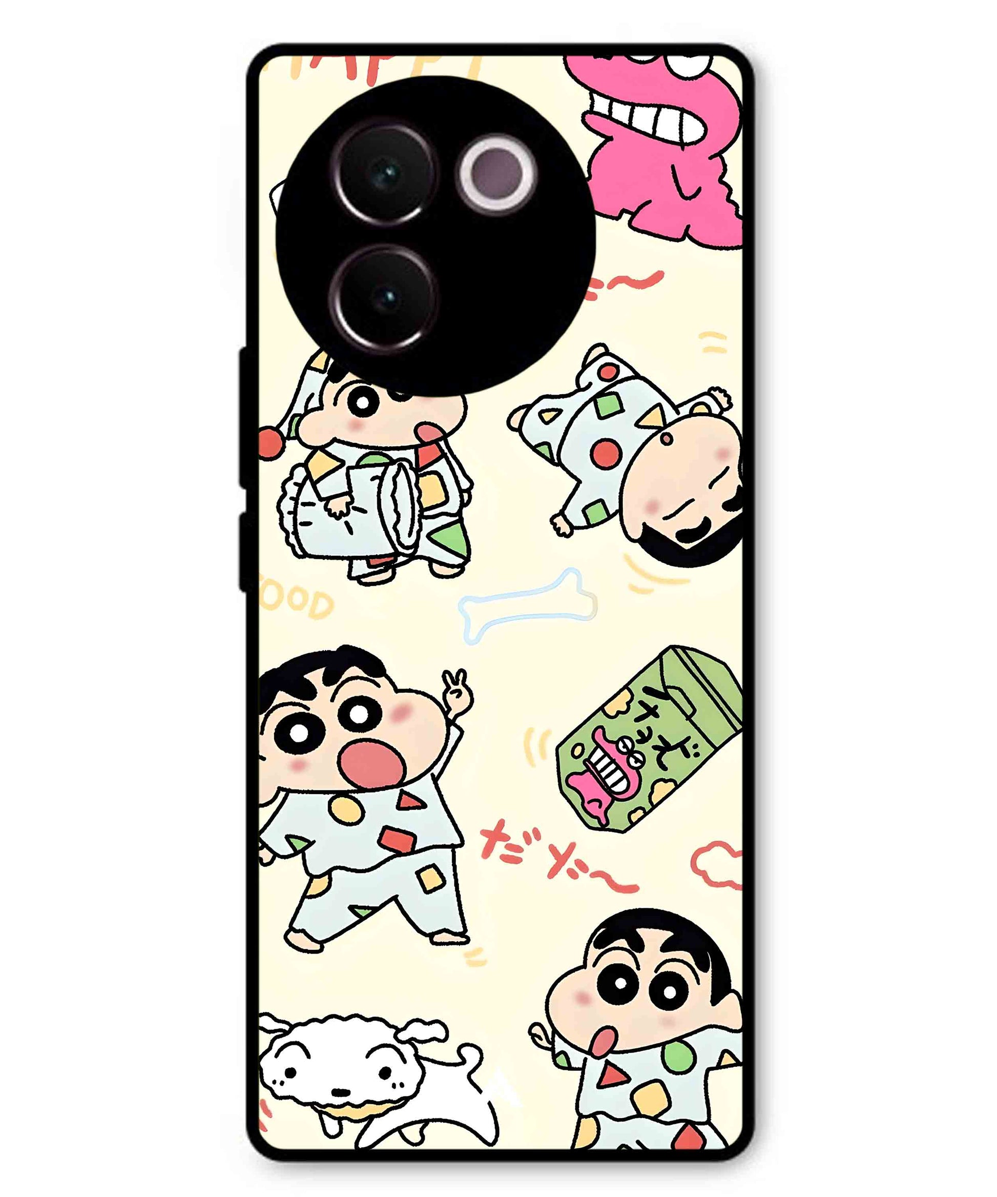 Shinchan Collage Metal Back Cover Phone Case for Vivo v30e