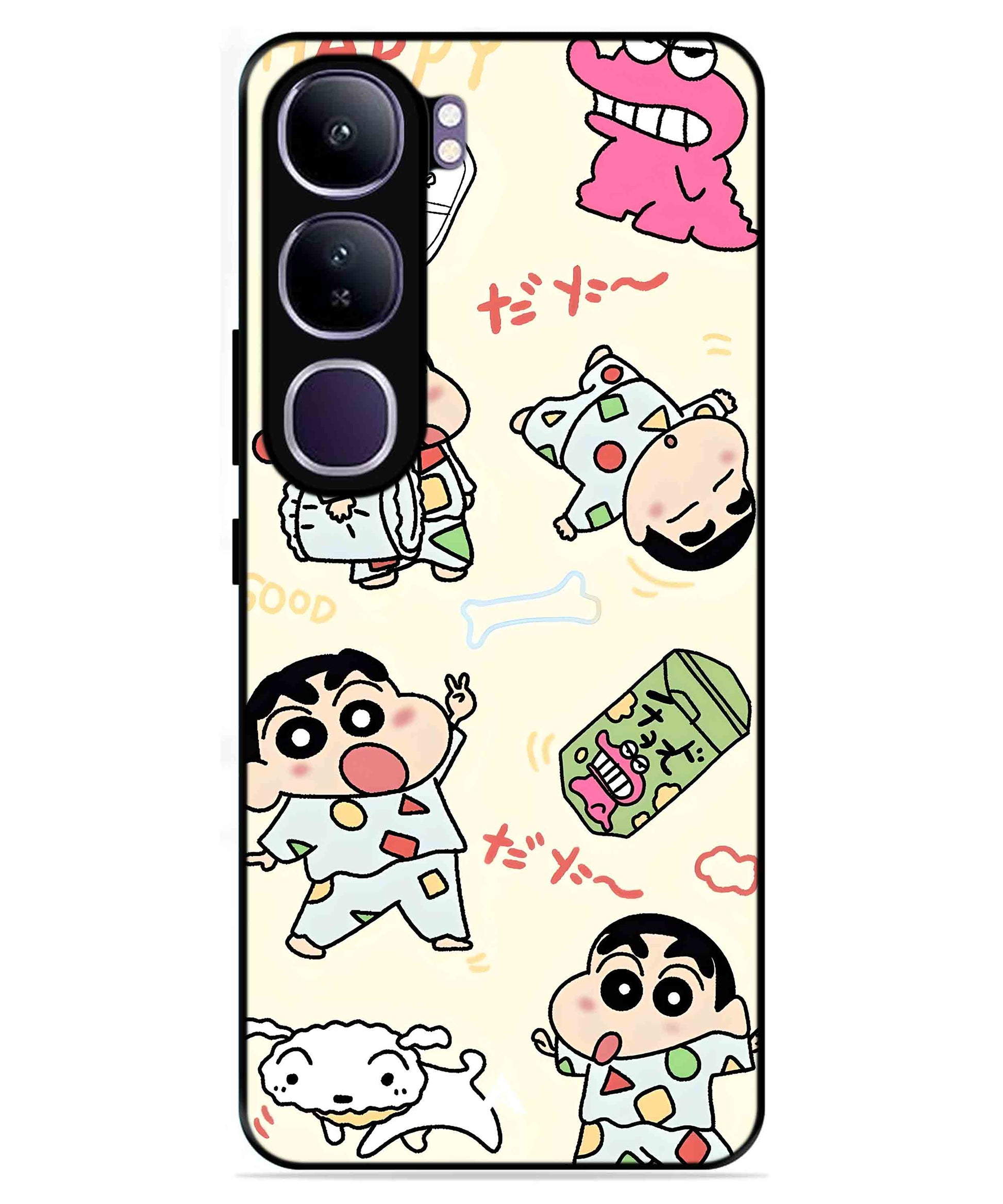Shinchan Collage Metal Back Cover Phone Case for Vivo v40 Lite