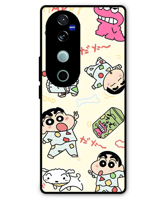 Shinchan Collage Metal Back Cover Phone Case for Vivo v40 Pro