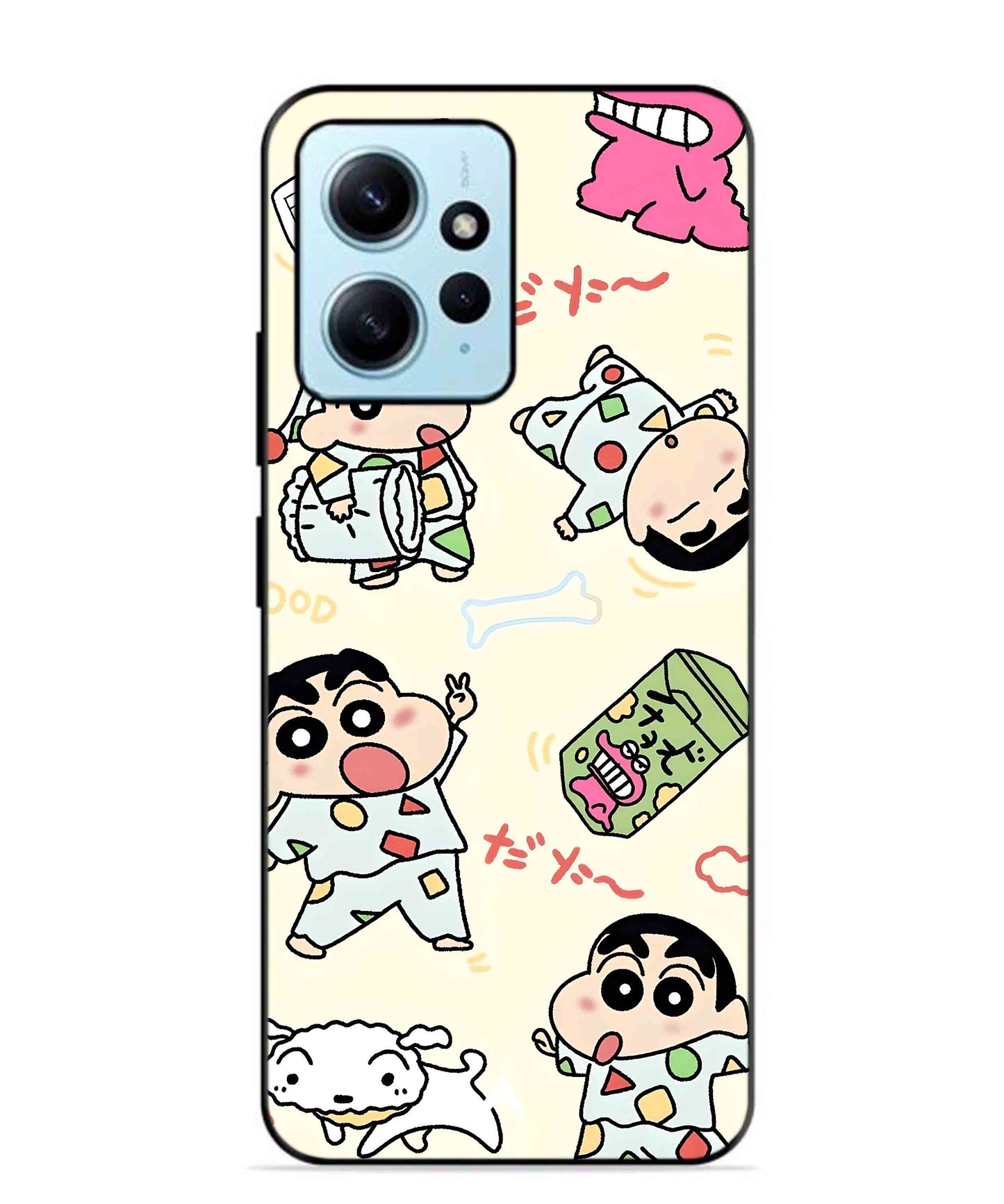 Shinchan Collage Metal Back Cover Phone Case for Xiaomi Redmi Note 12 4G