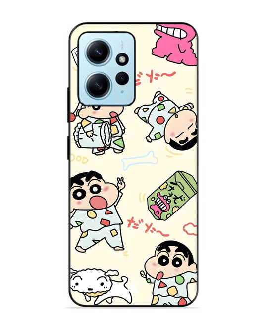 Shinchan Collage Metal Back Cover Phone Case for Xiaomi Redmi Note 12 4G