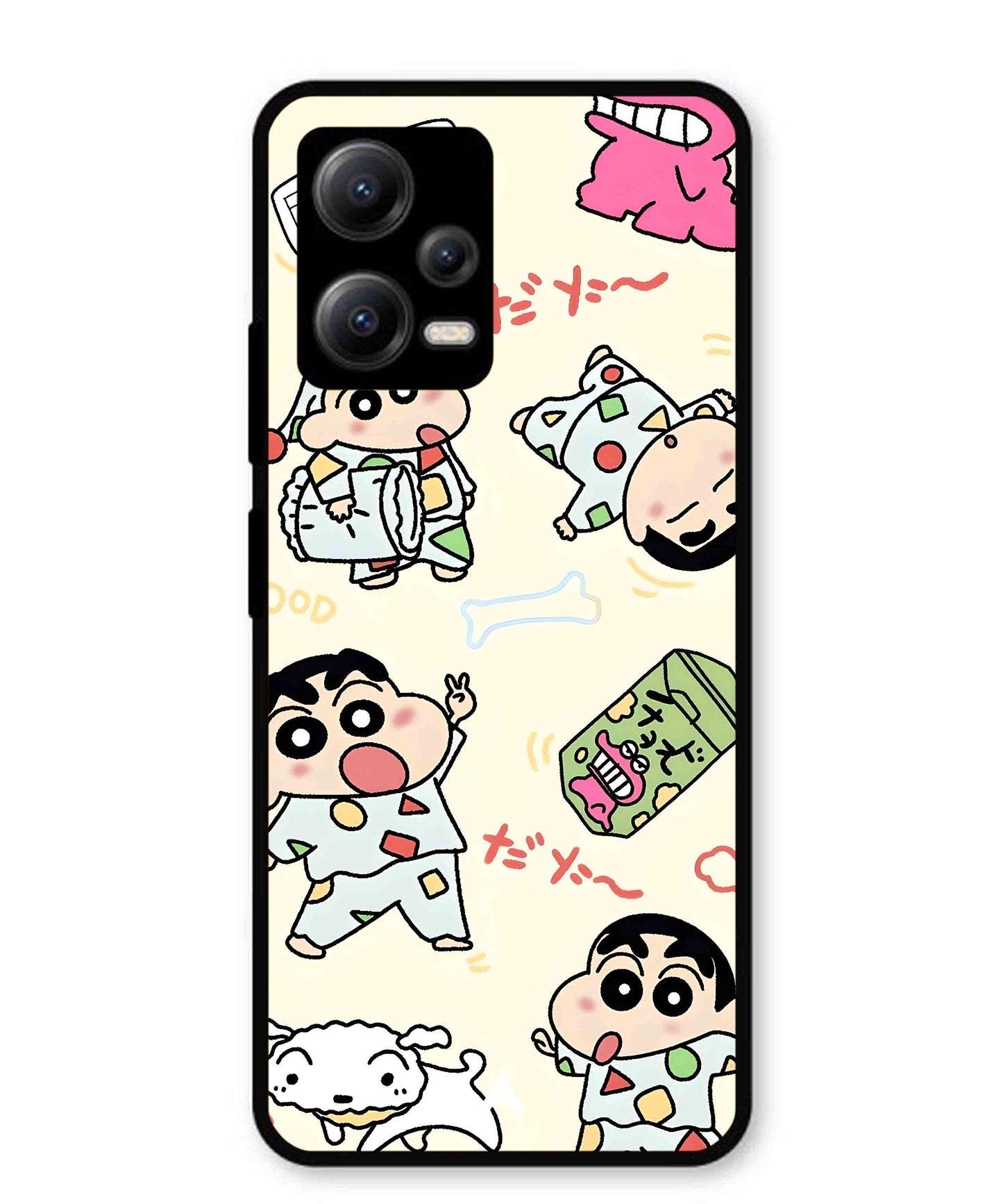 Shinchan Collage Metal Back Cover Phone Case for Xiaomi Redmi Note 12 5G