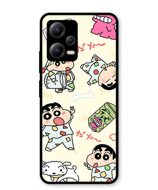 Shinchan Collage Metal Back Cover Phone Case for Xiaomi Redmi Note 12 5G