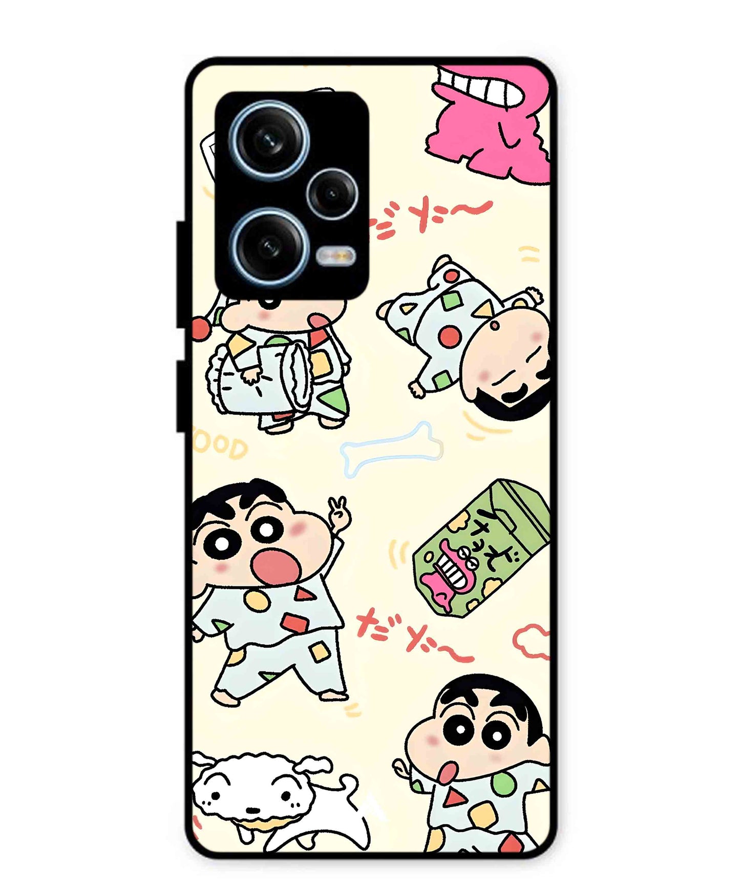 Shinchan Collage Metal Back Cover Phone Case for Xiaomi Redmi Note 12 Pro Plus