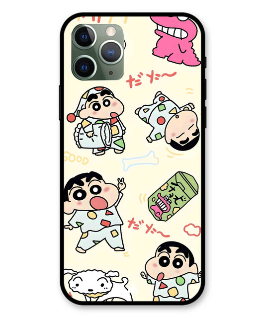 Shinchan Collage Metal Back Cover Phone Case for iPhone 11 Pro