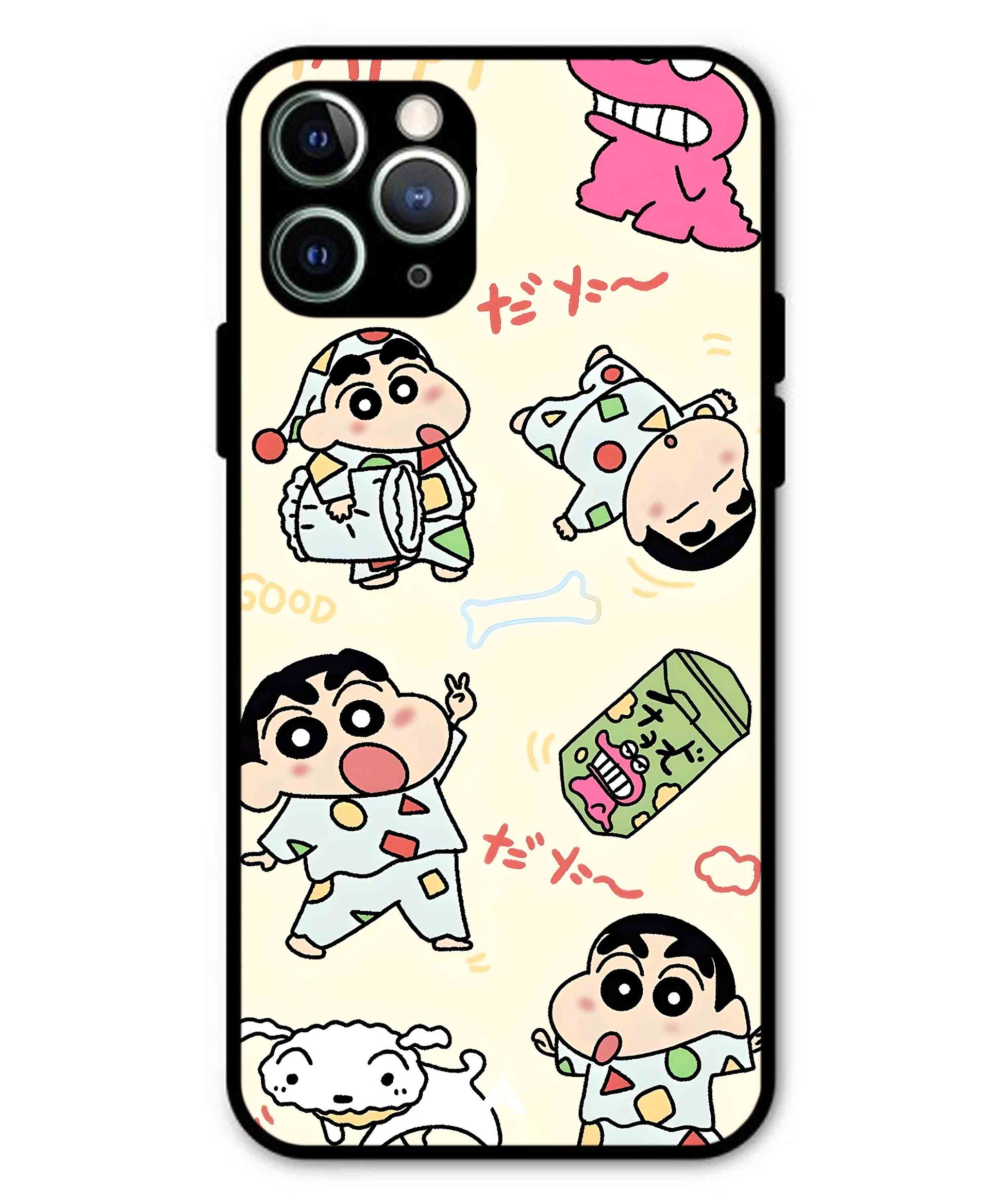 Shinchan Collage Metal Back Cover Phone Case for iPhone 11 Pro Max