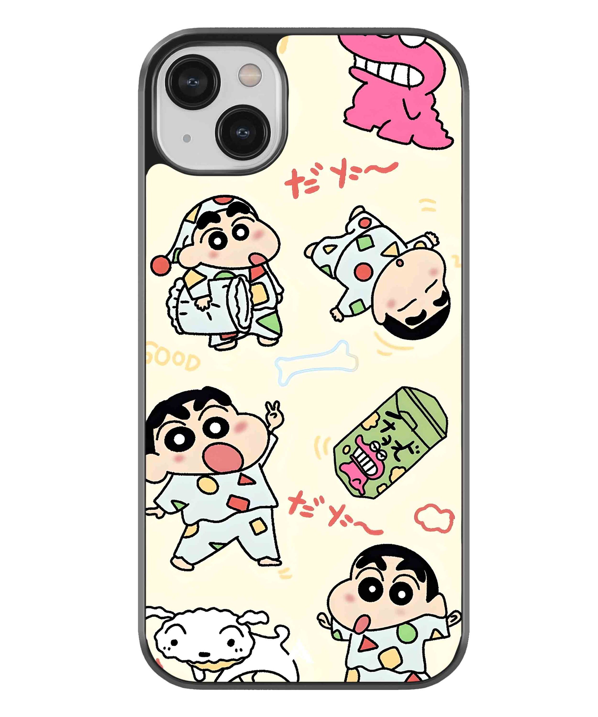 Shinchan Collage Metal Back Cover Phone Case for iPhone 13