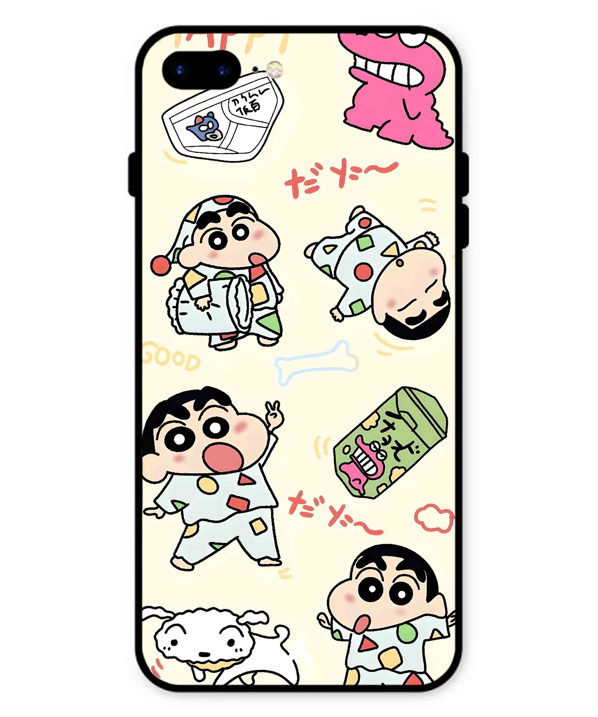 Shinchan Collage Metal Back Cover Phone Case for iPhone 8 Plus