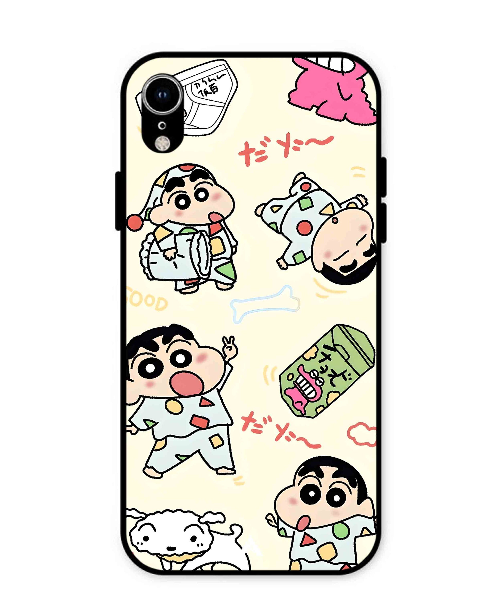 Shinchan Collage Metal Back Cover Phone Case for iPhone Xr