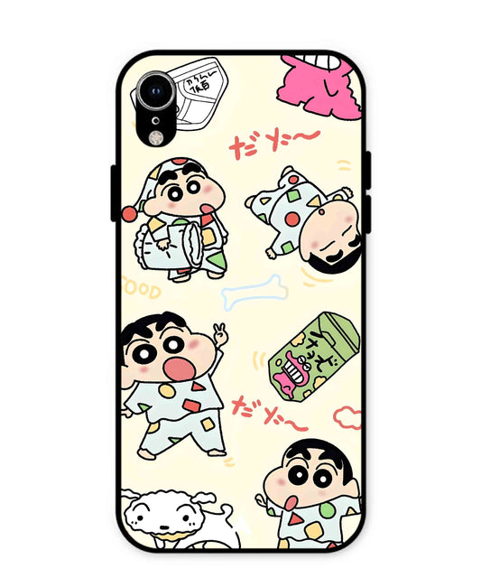 Shinchan Collage Metal Back Cover Phone Case for iPhone Xr
