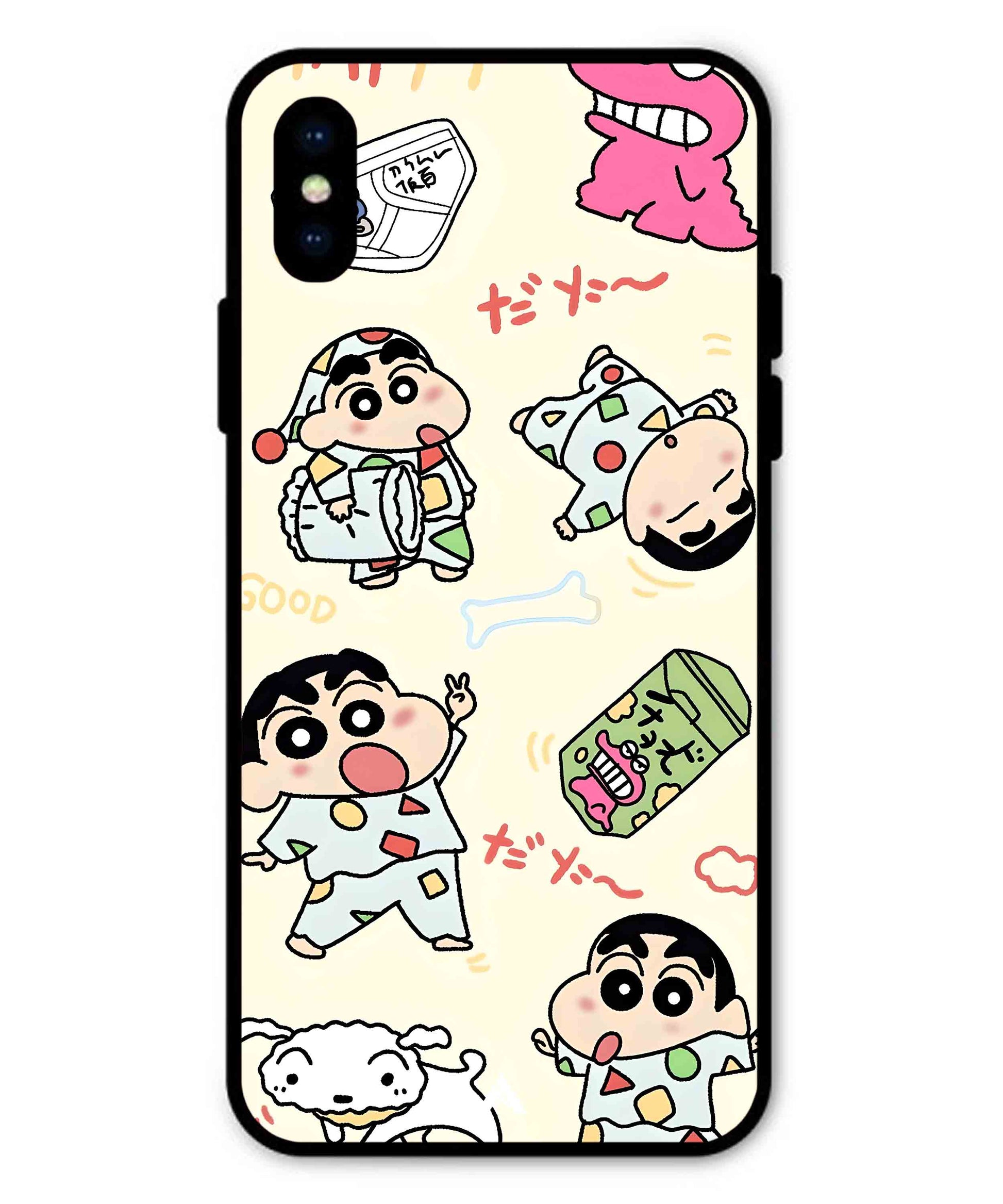 Shinchan Collage Metal Back Cover Phone Case for iPhone Xs