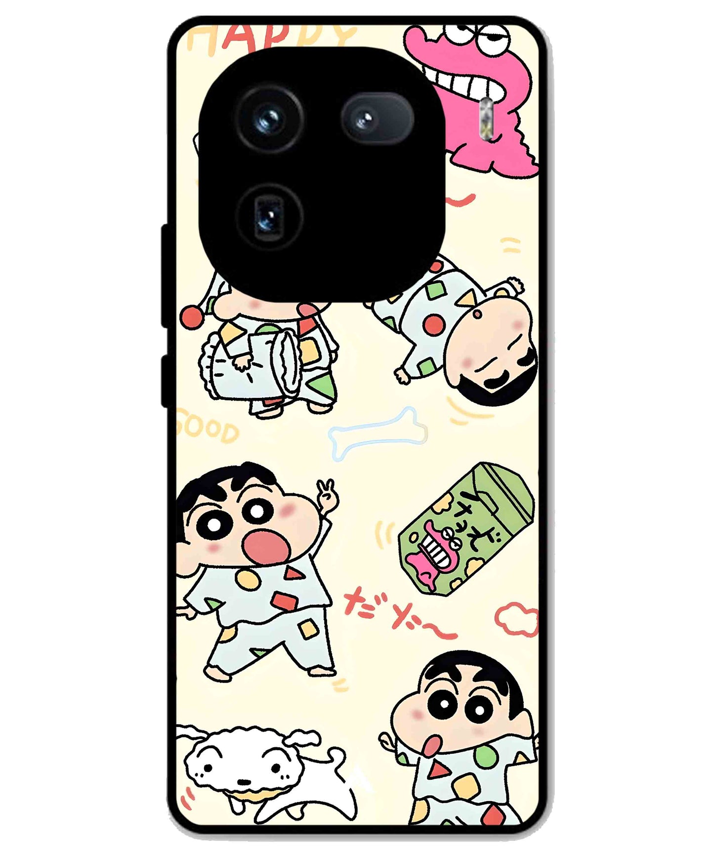 Shinchan Collage Metal Back Cover Phone Case for iQOO 12