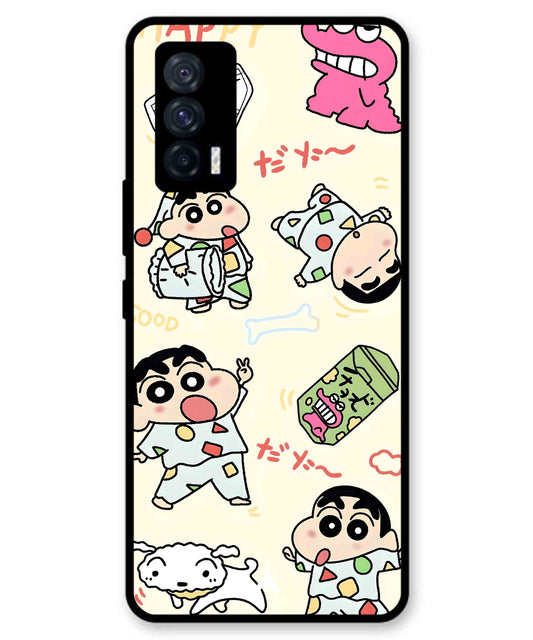 Shinchan Collage Metal Back Cover Phone Case for iQOO Neo 5