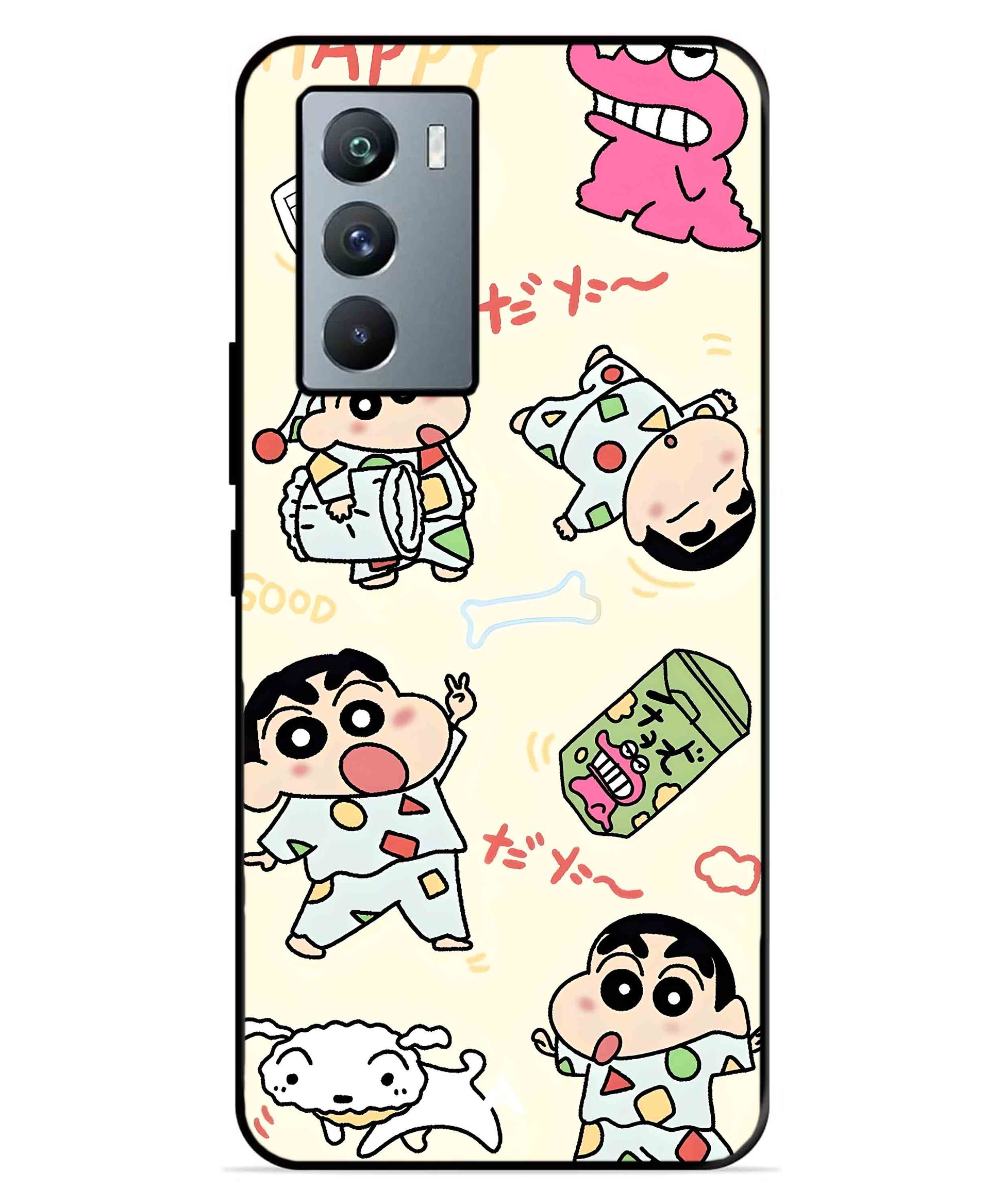 Shinchan Collage Metal Back Cover Phone Case for iQOO Neo 5s