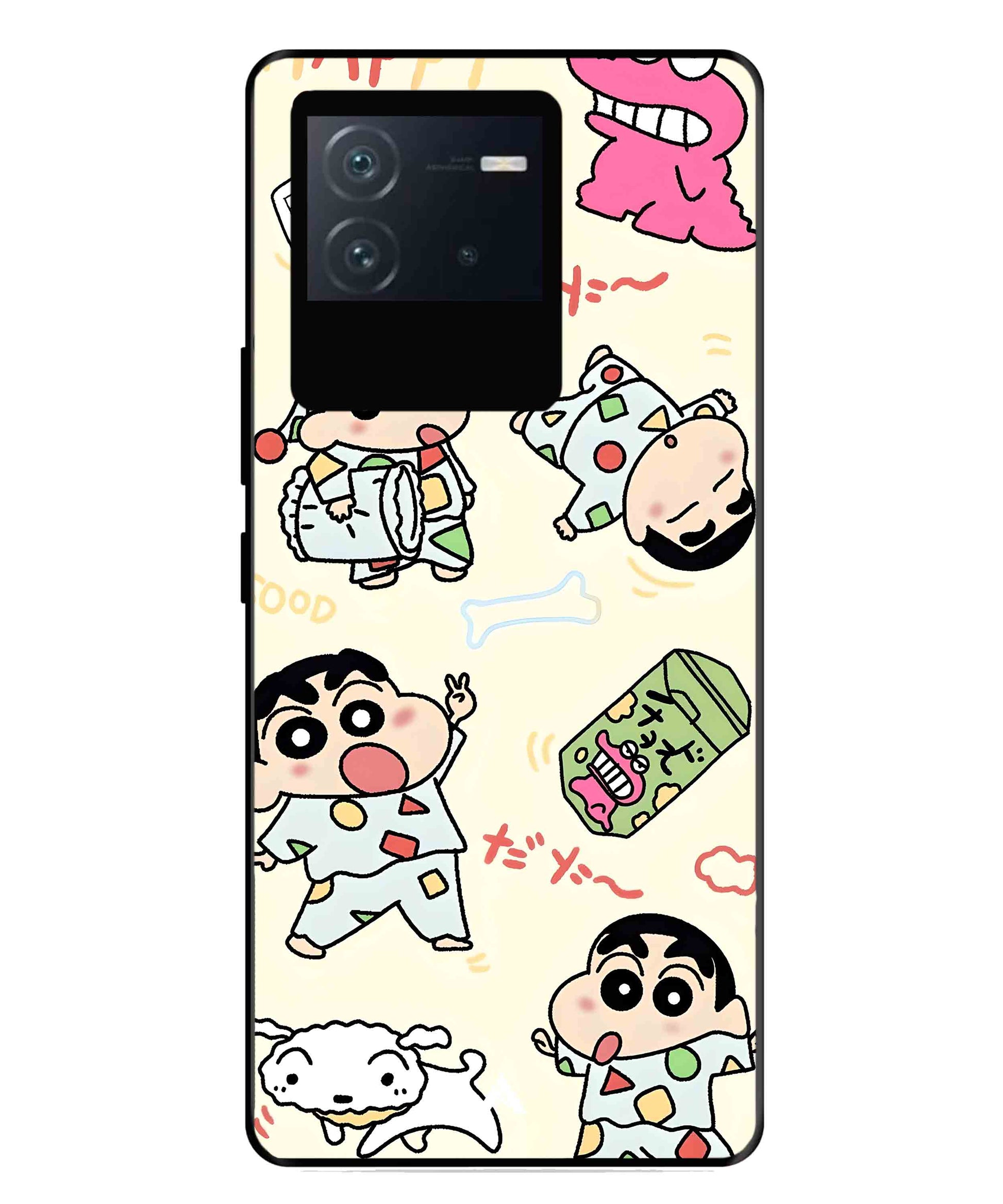 Shinchan Collage Metal Back Cover Phone Case for iQOO Neo 6