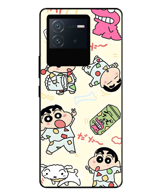 Shinchan Collage Metal Back Cover Phone Case for iQOO Neo 6