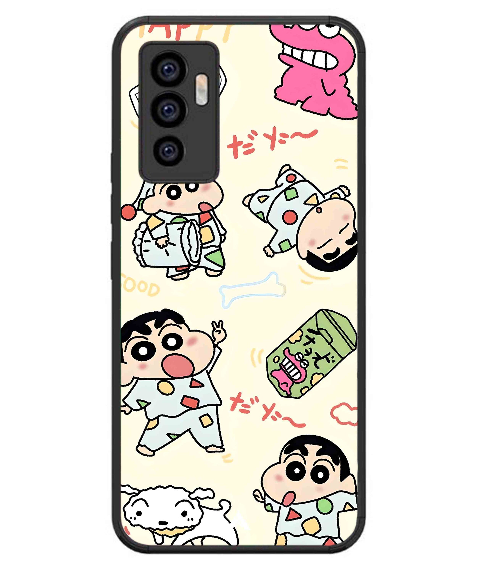 Shinchan Collage Metal Back Cover Phone Case for iQOO Z6