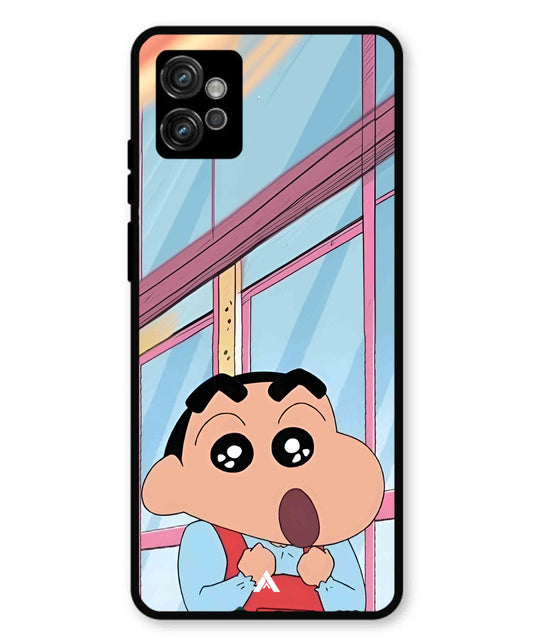 Shinchan Oouo Metal Back Cover Phone Case for Moto G32