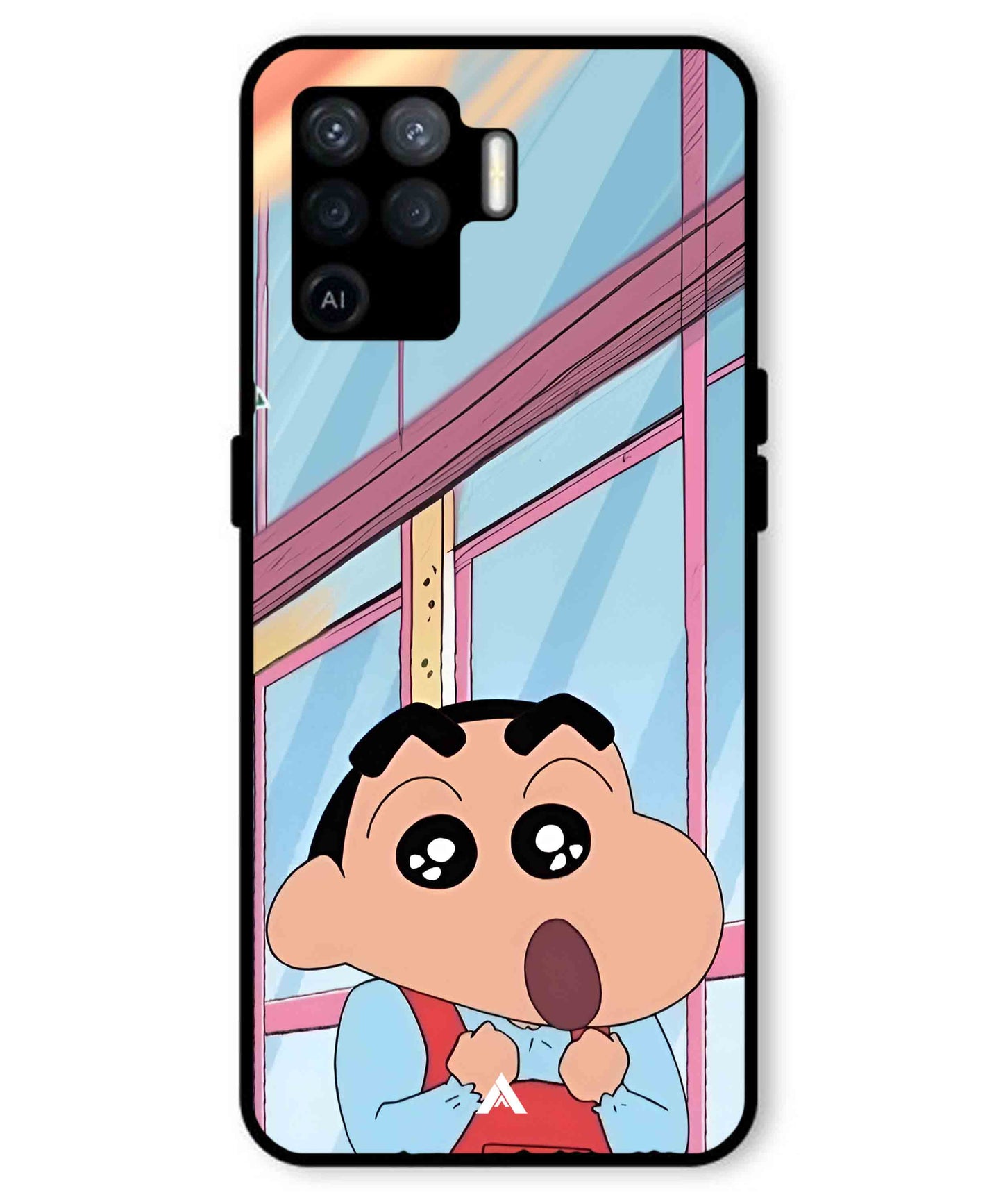 Shinchan Oouo Metal Back Cover Phone Case for Oppo F19 Pro