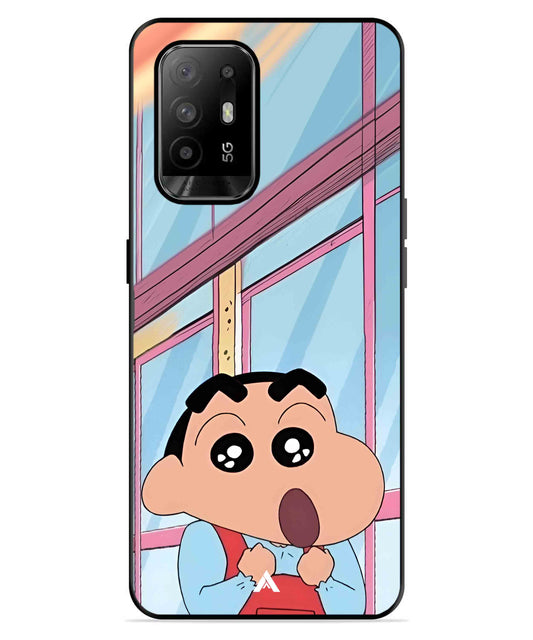 Shinchan Oouo Metal Back Cover Phone Case for Oppo F19 Pro Plus