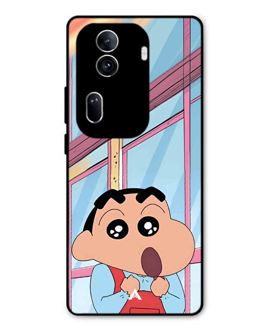 Shinchan Oouo Metal Back Cover Phone Case for Oppo Reno 11 Pro