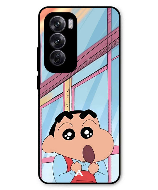 Shinchan Oouo Metal Back Cover Phone Case for Oppo Reno 12