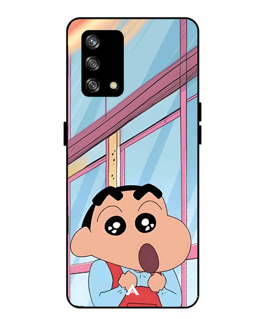Shinchan Oouo Metal Back Cover Phone Case for Oppo Reno 4F