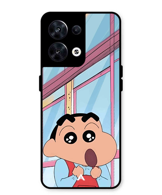 Shinchan Oouo Metal Back Cover Phone Case for Oppo Reno 8