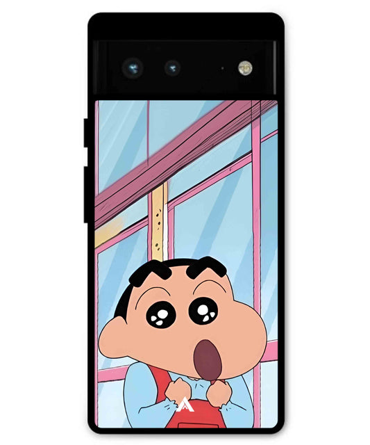 Shinchan Oouo Metal Back Cover Phone Case for Pixel 6A