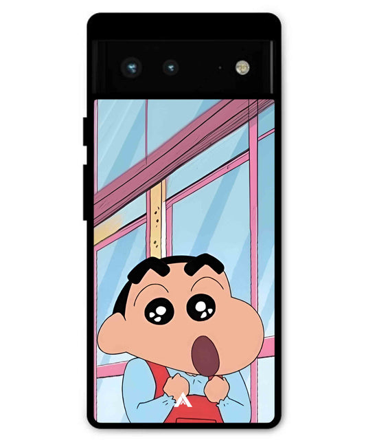 Shinchan Oouo Metal Back Cover Phone Case for Pixel 6 Pro