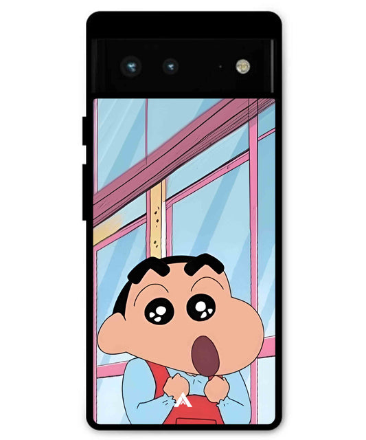 Shinchan Oouo Metal Back Cover Phone Case for Pixel 7 Pro
