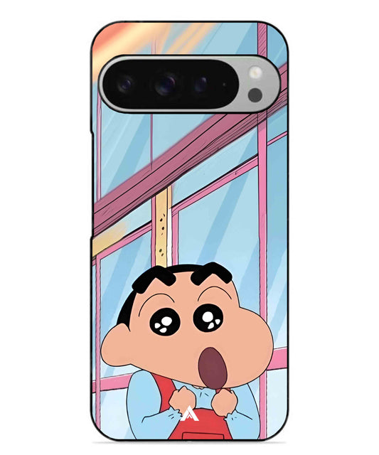 Shinchan Oouo Metal Back Cover Phone Case for Pixel 9 Pro