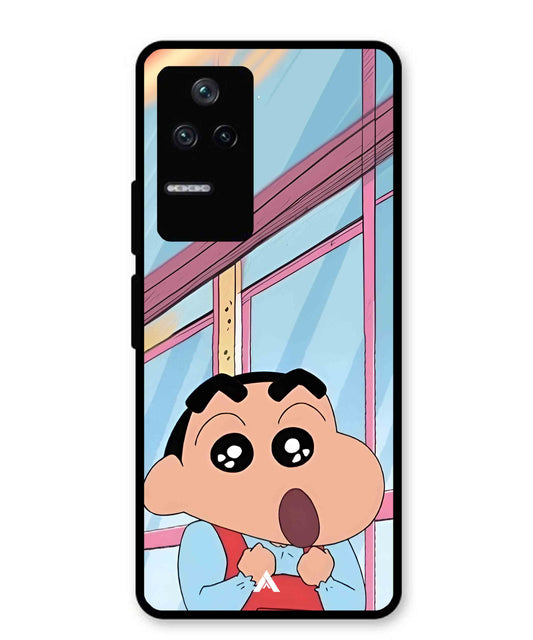 Shinchan Oouo Metal Back Cover Phone Case for Poco F4