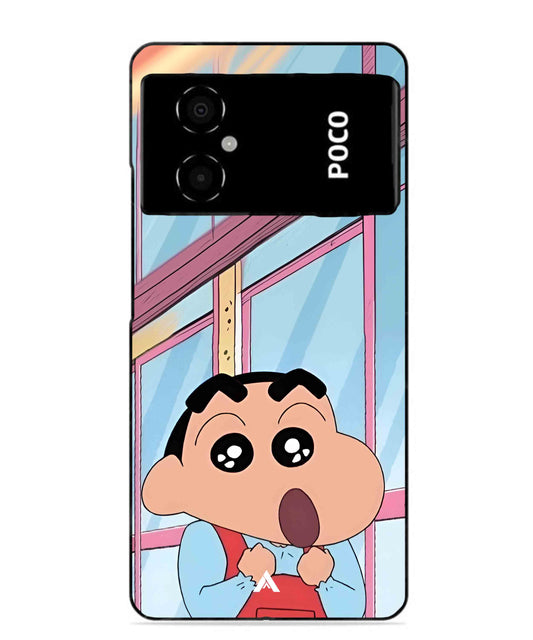 Shinchan Oouo Metal Back Cover Phone Case for Poco M4 5G