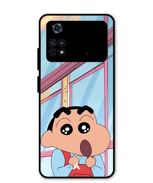 Shinchan Oouo Metal Back Cover Phone Case for Poco M4 Pro 4G