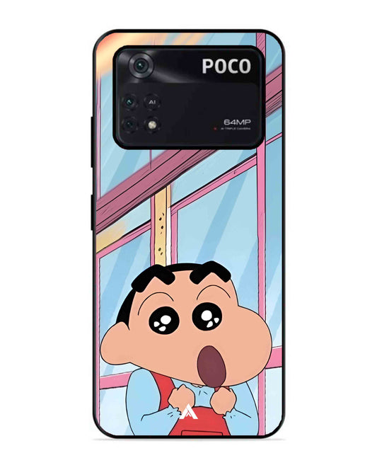Shinchan Oouo Metal Back Cover Phone Case for Poco X4 Pro