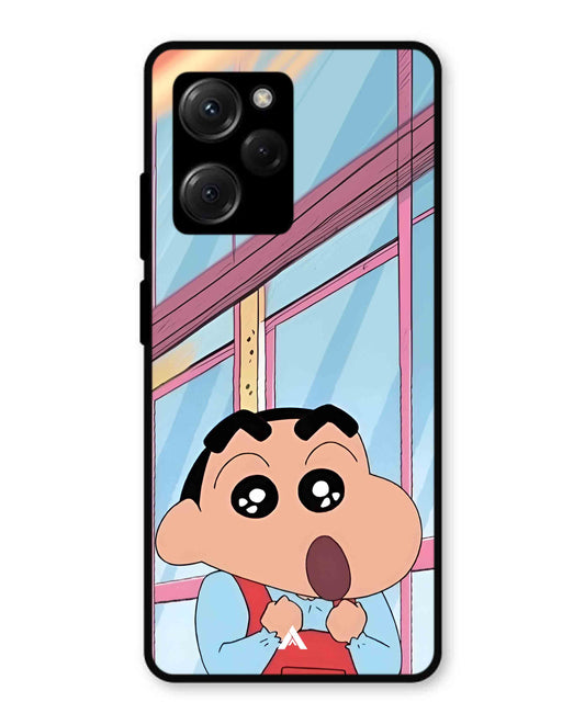 Shinchan Oouo Metal Back Cover Phone Case for Poco X5 Pro