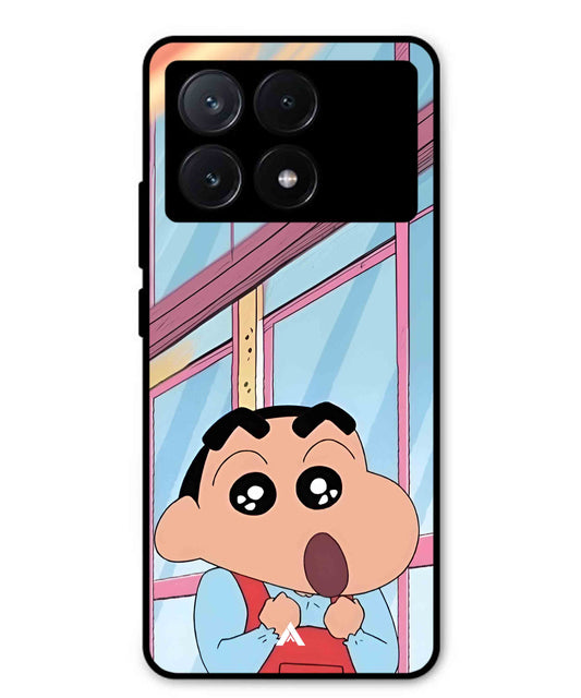Shinchan Oouo Metal Back Cover Phone Case for Poco X6 Pro