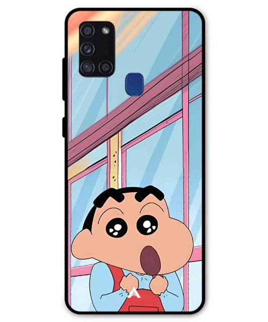 Shinchan Oouo Metal Back Cover Phone Case for Samsung Galaxy A21s