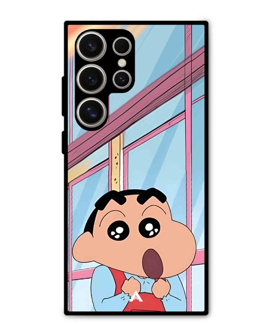 Shinchan Oouo Metal Back Cover Phone Case for Samsung Galaxy S24 Ultra