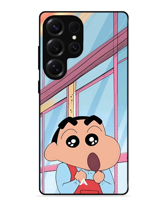 Shinchan Oouo Metal Back Cover Phone Case for Samsung Galaxy S25 Ultra