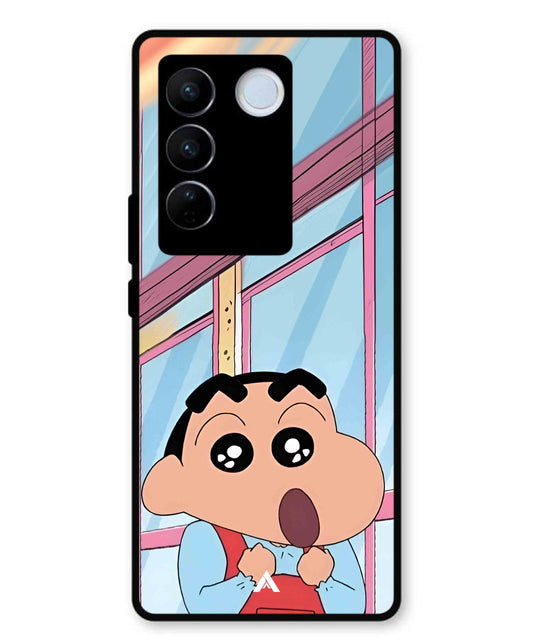 Shinchan Oouo Metal Back Cover Phone Case for Vivo v27 Pro