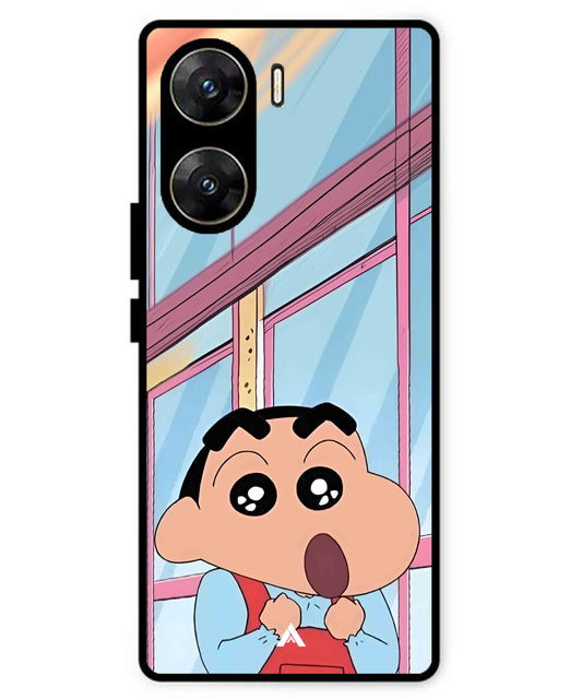 Shinchan Oouo Metal Back Cover Phone Case for Vivo v29e