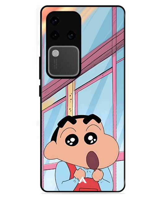 Shinchan Oouo Metal Back Cover Phone Case for Vivo v30 Pro