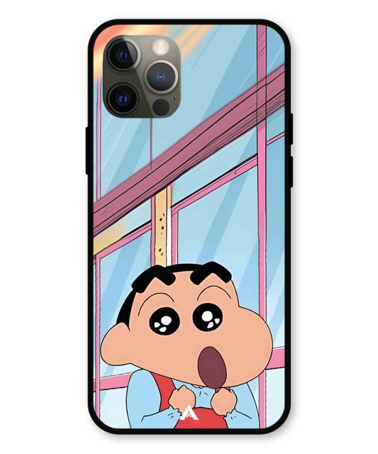 Shinchan Oouo Metal Back Cover Phone Case for iPhone 12 Pro