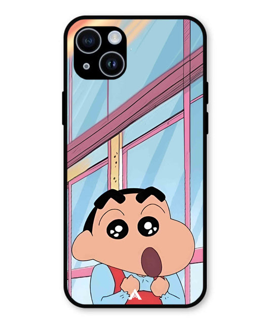 Shinchan Oouo Metal Back Cover Phone Case for iPhone 14