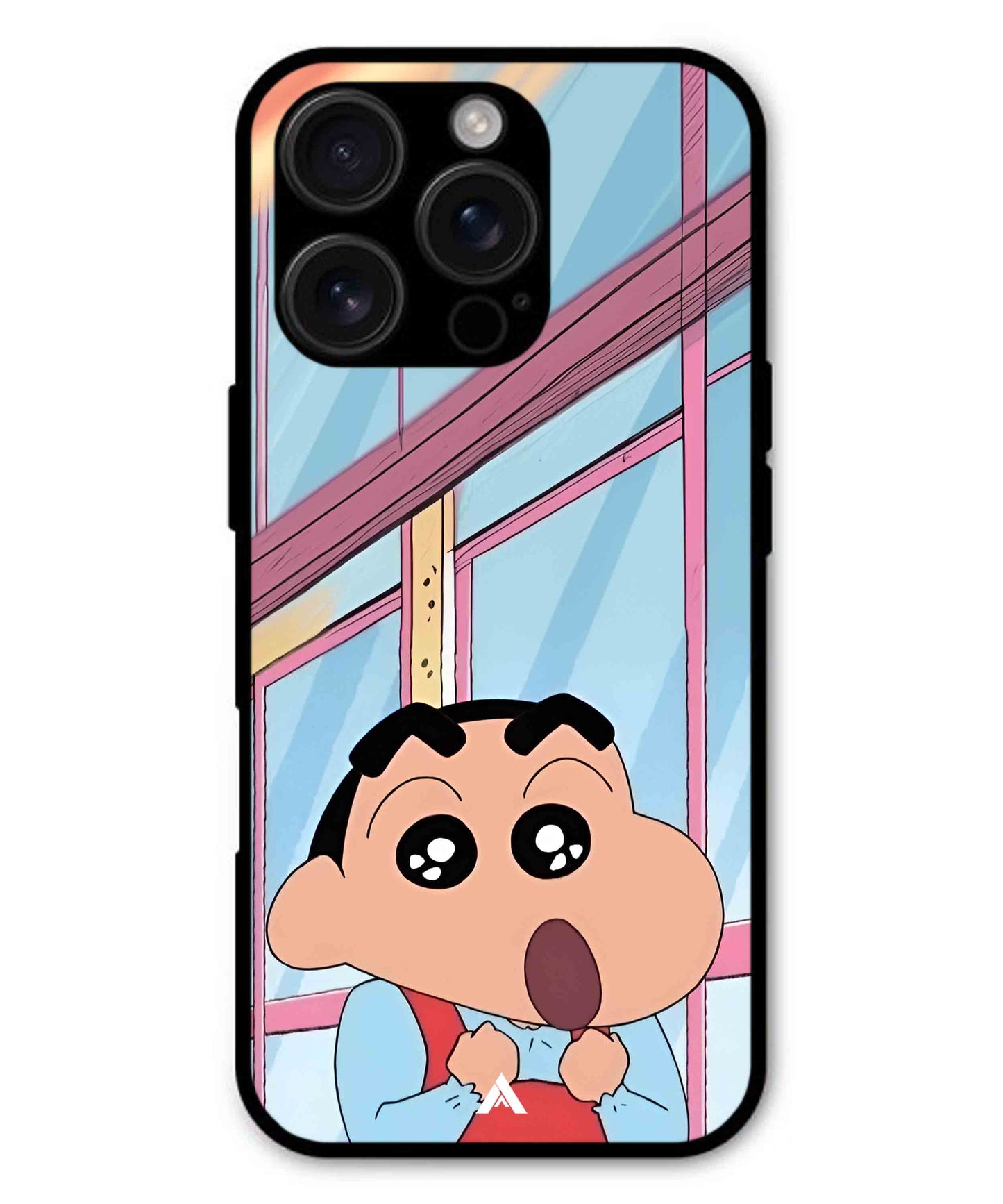 Shinchan Oouo Metal Back Cover Phone Case for iPhone 15 Pro